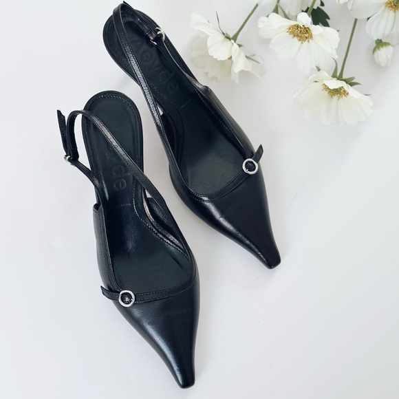 Aeyde Saba Buckled Slingback Heels Black - Picture 2 of 7
